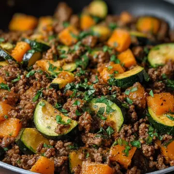 Ground Beef Zucchini Sweet Potato Skillet