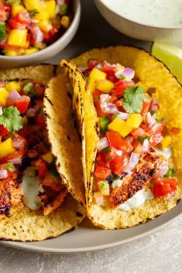 Air Fryer Salmon Tacos with Mango Salsa | Simple & Fast Fish Tacos