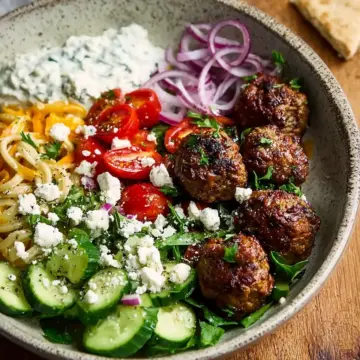 Greek-Inspired Meatball Bowls