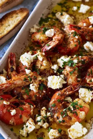 Baked Prawns with Lemon and Feta