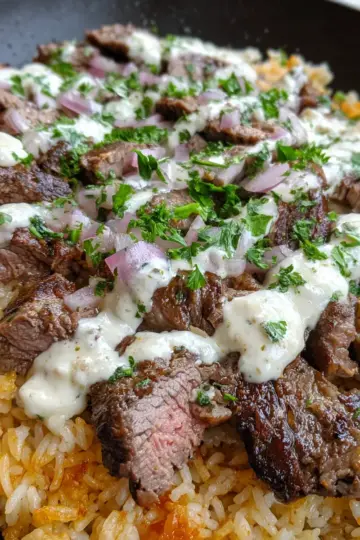 Steak Cheese and Rice