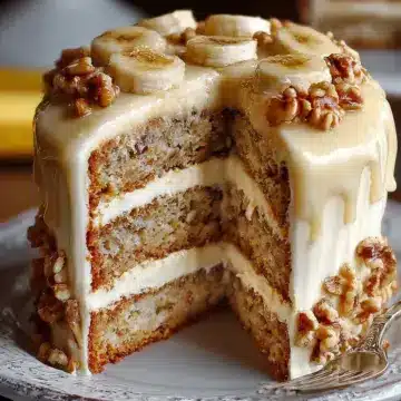Heavenly Banana Walnut Cream Cake