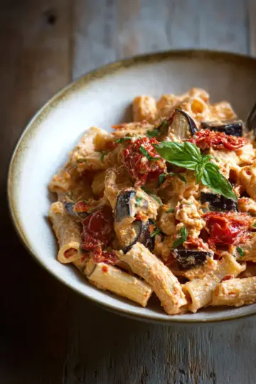 Eggplant and Sun-Dried Tomato Ricotta Pasta