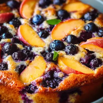 Peach and Blueberry Greek Yogurt Cake