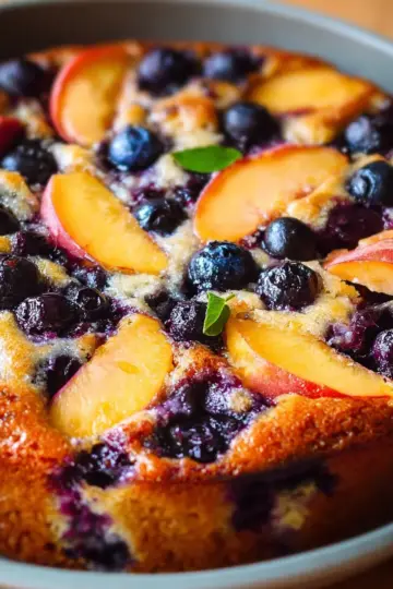 Peach and Blueberry Greek Yogurt Cake