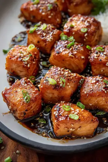 Honey Garlic Salmon Bites