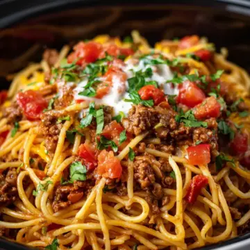 Crockpot Taco Spaghetti