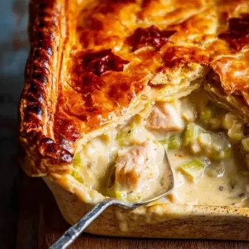 Chicken and leek pie