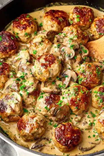 Creamy Mushroom Chicken Meatballs