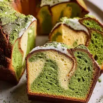 Matcha-Vanilla Swirled Pound Cake