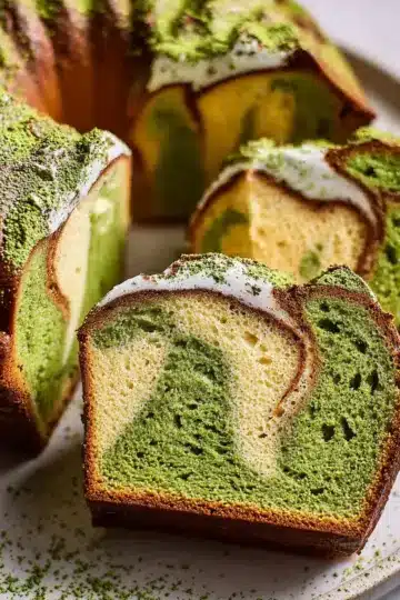Matcha-Vanilla Swirled Pound Cake