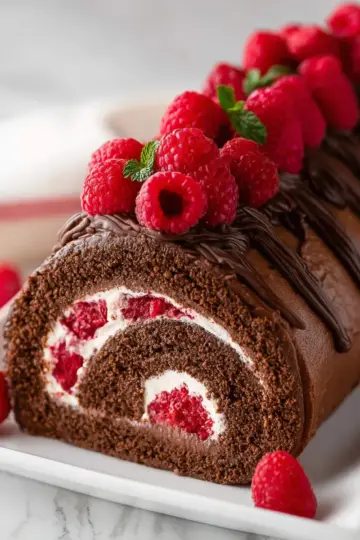 Raspberry Chocolate Cake Roll
