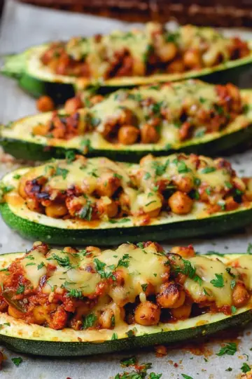 Vegan Stuffed Zucchini Boats With Chickpeas | Easy Recipe