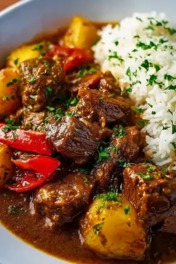 Caribbean-Style Beef Stew with Rice