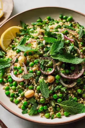 Spring Couscous Salad with Herbs, Peas, and Za’atar Recipe