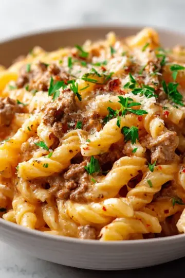 Creamy High Protein Beef Pasta