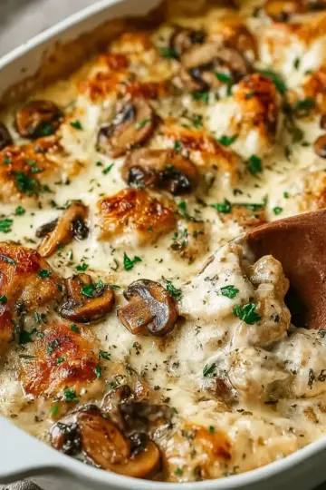 Keto Garlic Mushroom Chicken Casserole
