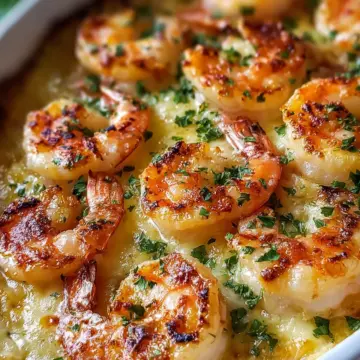 Garlic Butter & Cheese Shrimp Bake