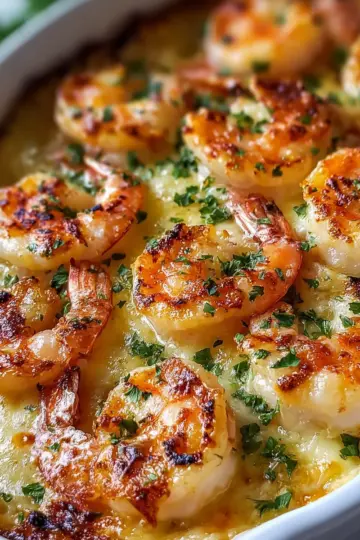 Garlic Butter & Cheese Shrimp Bake