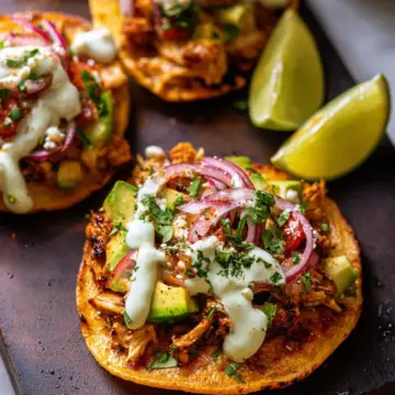 Cool Ranch Chicken Tostadadillas with Honey Lime Crema