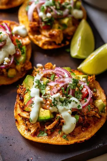 Cool Ranch Chicken Tostadadillas with Honey Lime Crema