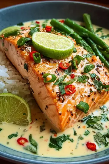 Poached Salmon in Coconut Lime Sauce