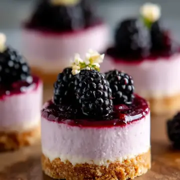 No Bake Mini Blackberry Cheesecakes