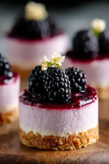 No Bake Mini Blackberry Cheesecakes