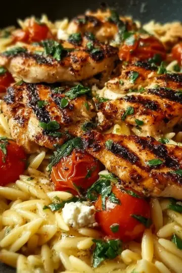 High Protein Mediterranean Chicken Orzo