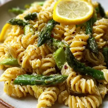 Roasted Asparagus Lemon Butter Pasta Salad