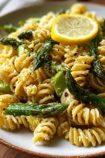 Roasted Asparagus Lemon Butter Pasta Salad