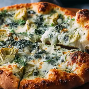 Artichoke Pizza with Spinach Parmesan Cream Sauce