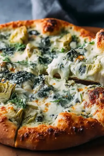 Artichoke Pizza with Spinach Parmesan Cream Sauce