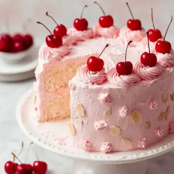 Cherry Almond Cake with Maraschino Cherry Buttercream Recipe