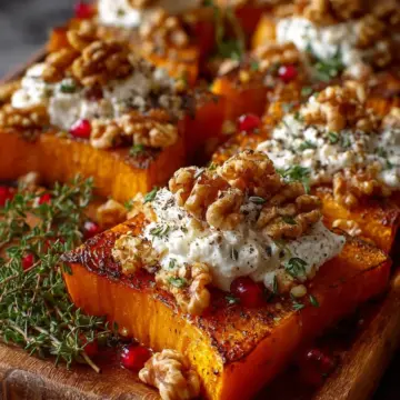 Roasted Butternut Squash with Whipped Feta and Maple Walnuts