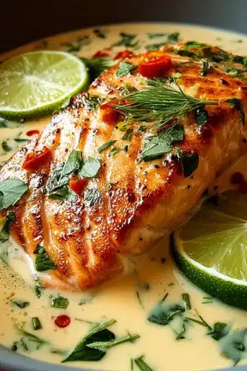 Poached Salmon in Coconut Lime Sauce