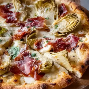 Artichoke Pizza with Prosciutto Cotto