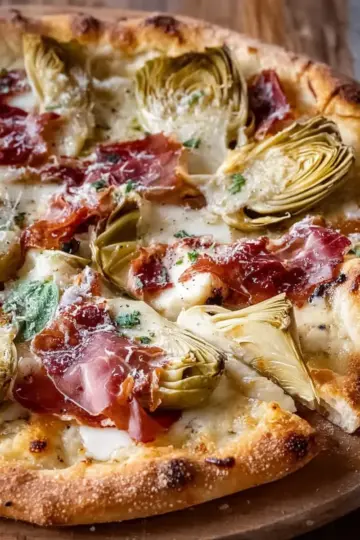Artichoke Pizza with Prosciutto Cotto