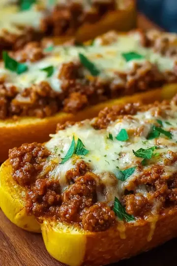 Cheesy Sloppy Joe Garlic Bread