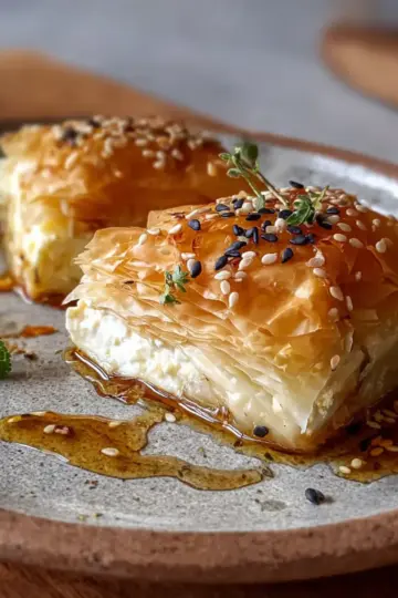 Baked Feta in Filo with Honey and Sesame Recipe